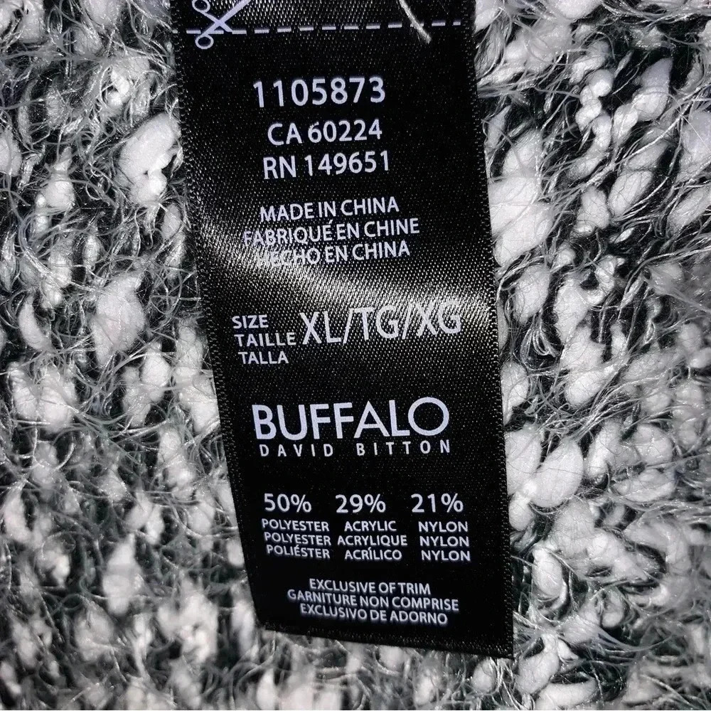 Buffalo David Bitton Super Soft Sweater Black Gray Tweed Look Sz XL Academia - Picture 5 of 7